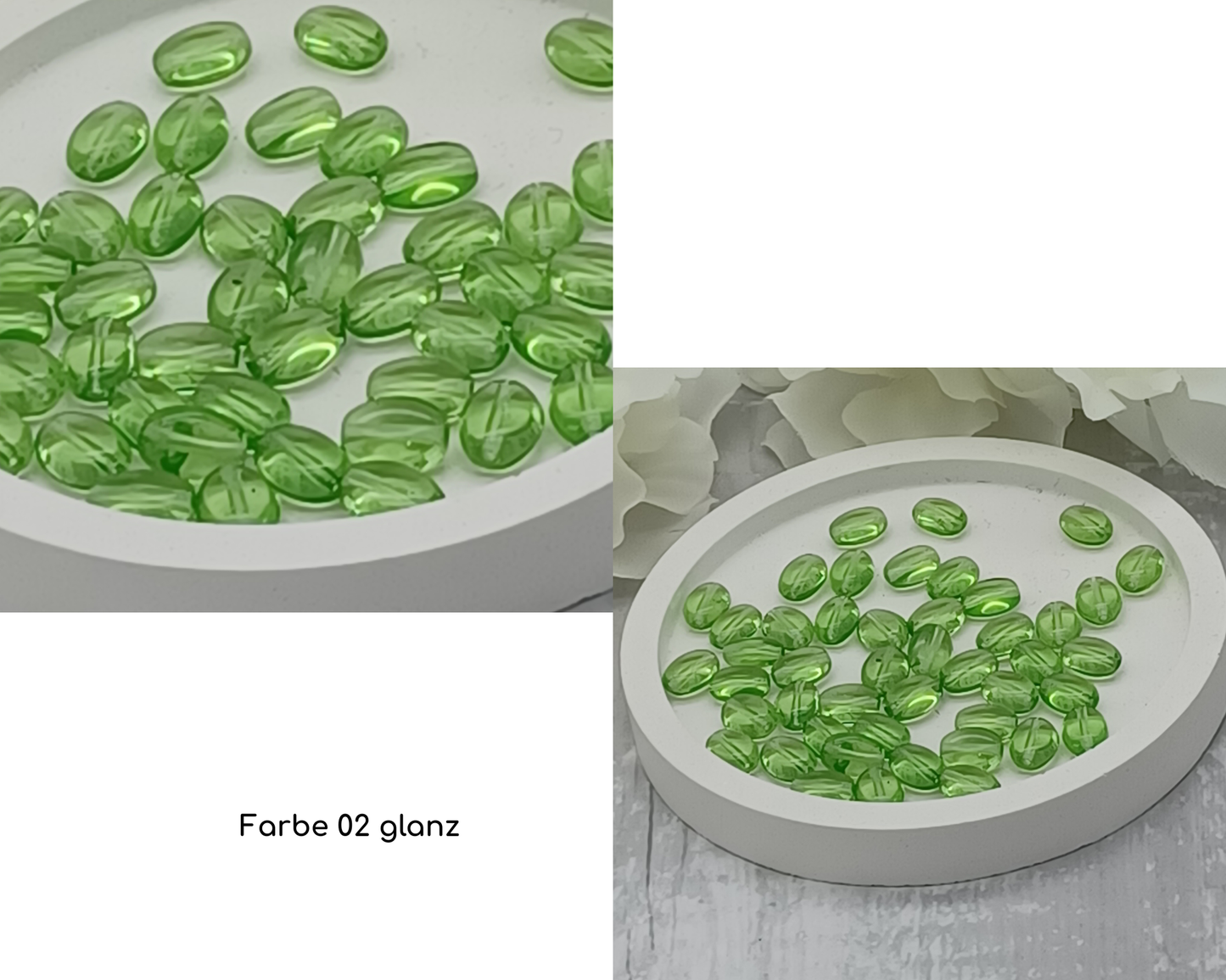 Plättchen, Oval / Bohne klein glanz, 15 Stück