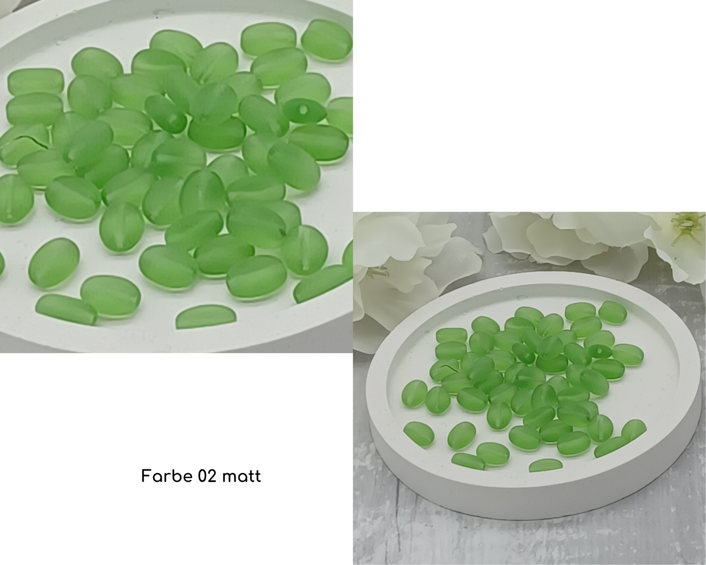 Plättchen, Oval / Bohne klein matt, 15 Stück