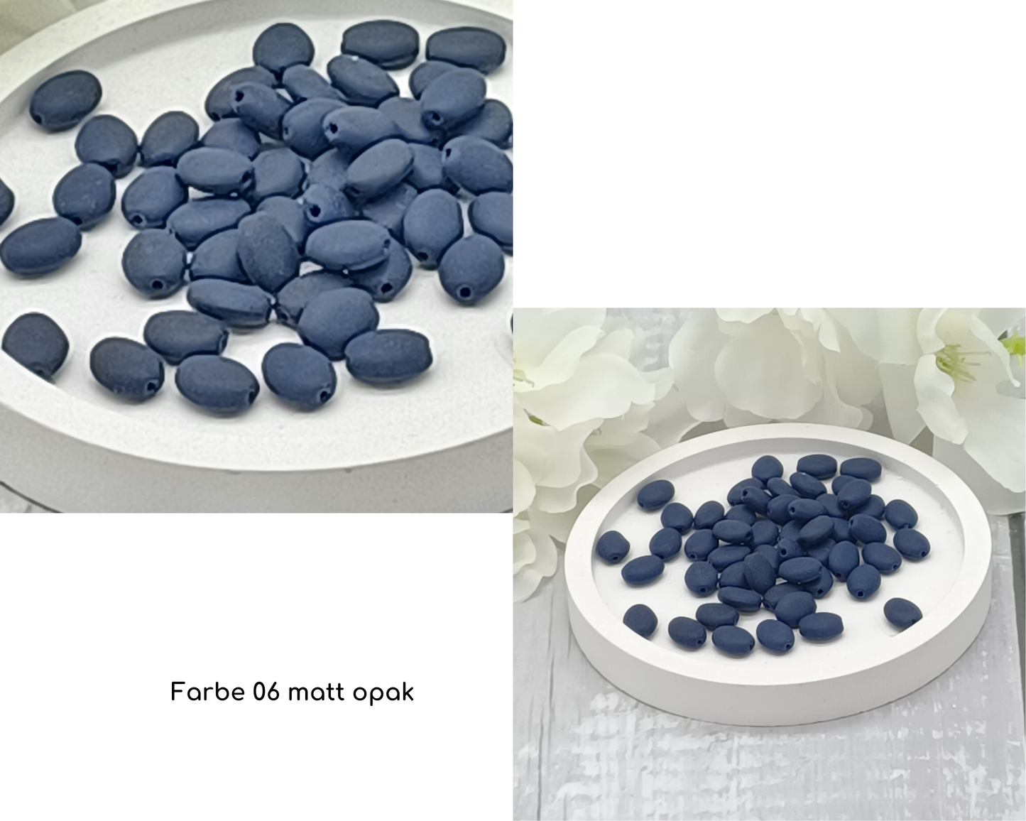 Plättchen, Oval / Bohne klein matt, 15 Stück