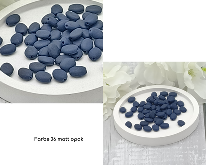 Plättchen, Oval / Bohne klein matt, 15 Stück