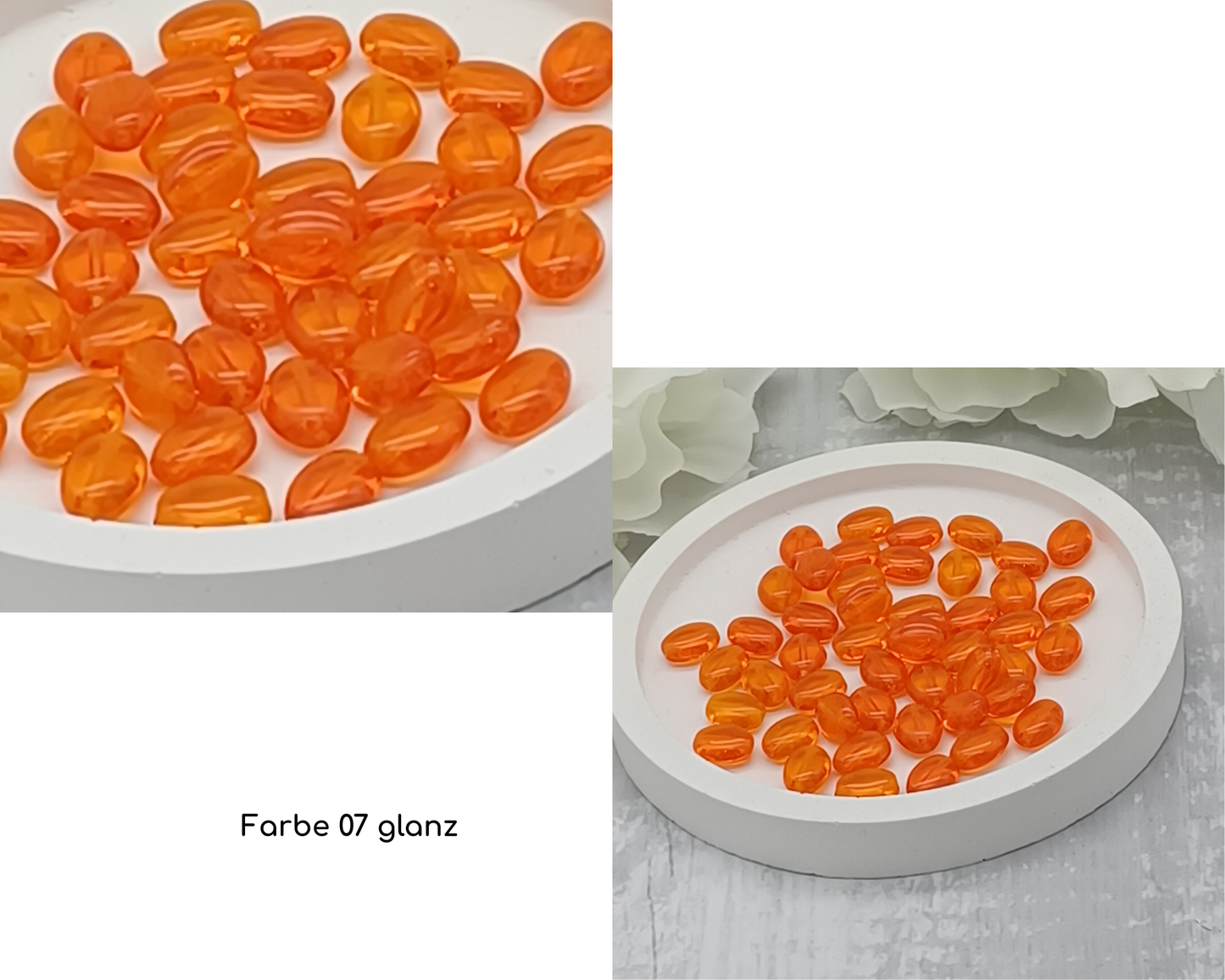 Plättchen, Oval / Bohne klein glanz, 15 Stück