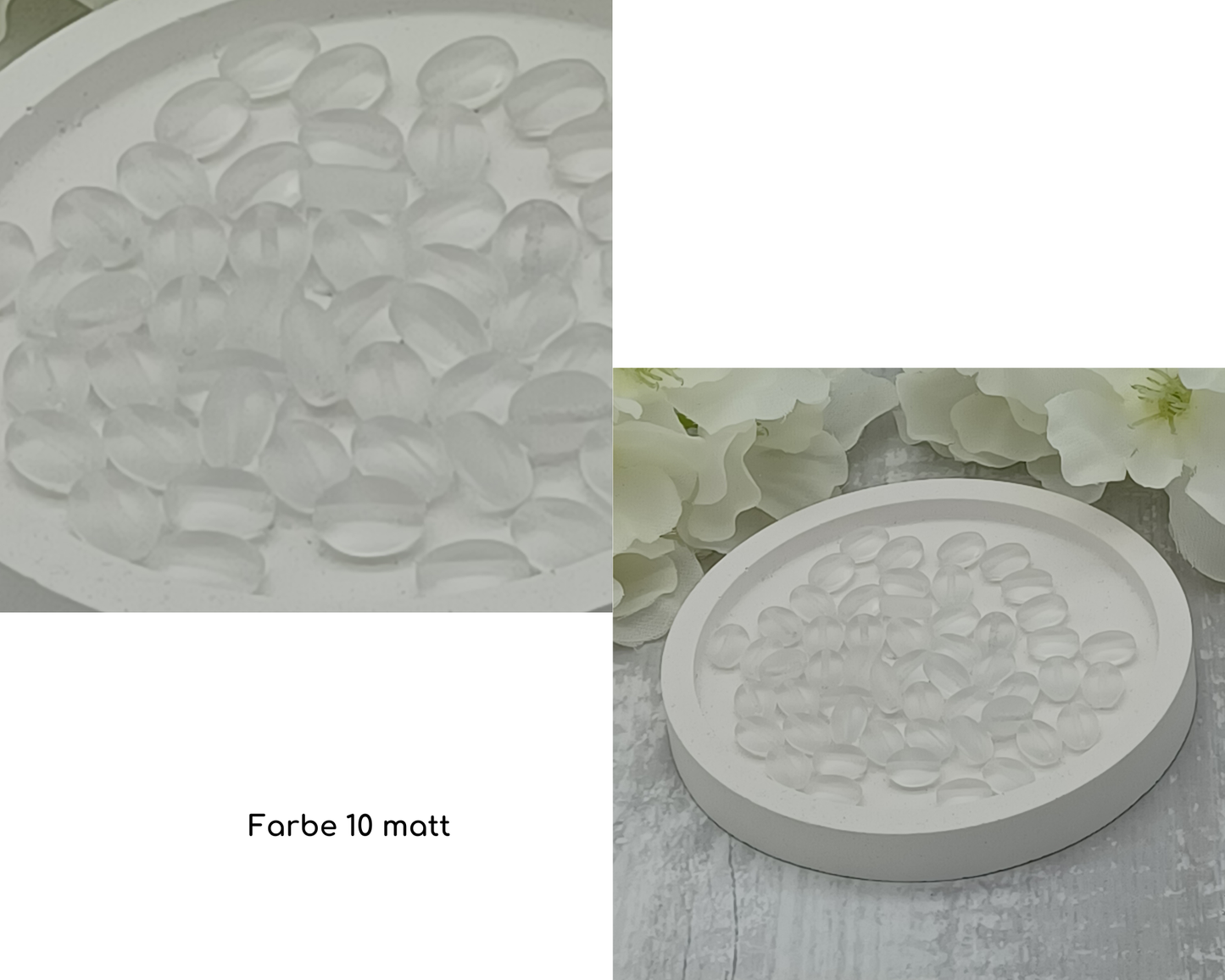 Plättchen, Oval / Bohne klein matt, 15 Stück