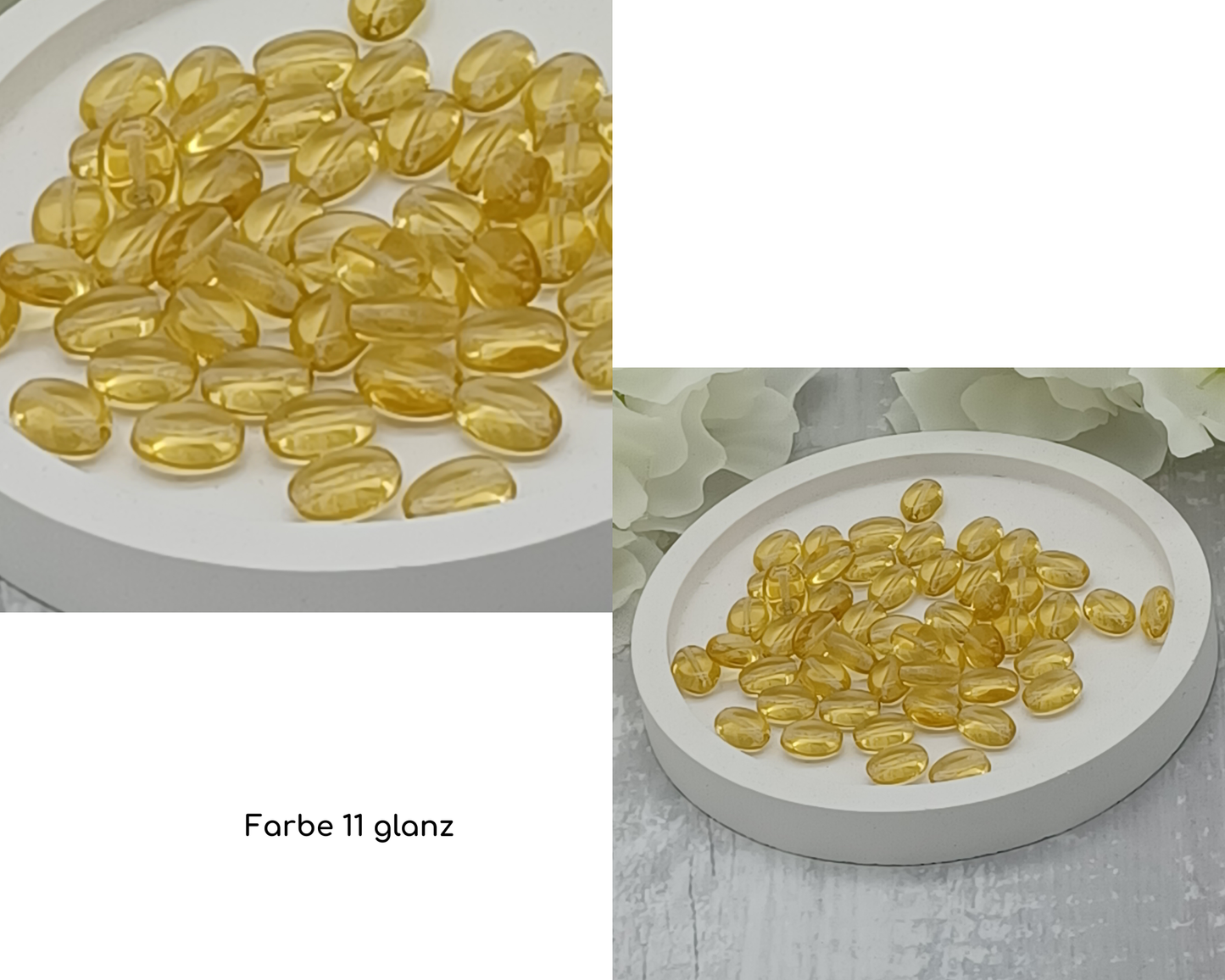 Plättchen, Oval / Bohne klein glanz, 15 Stück