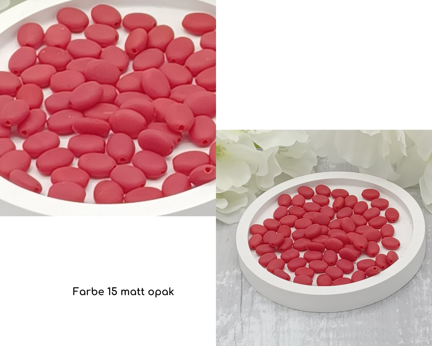 Plättchen, Oval / Bohne klein matt, 15 Stück