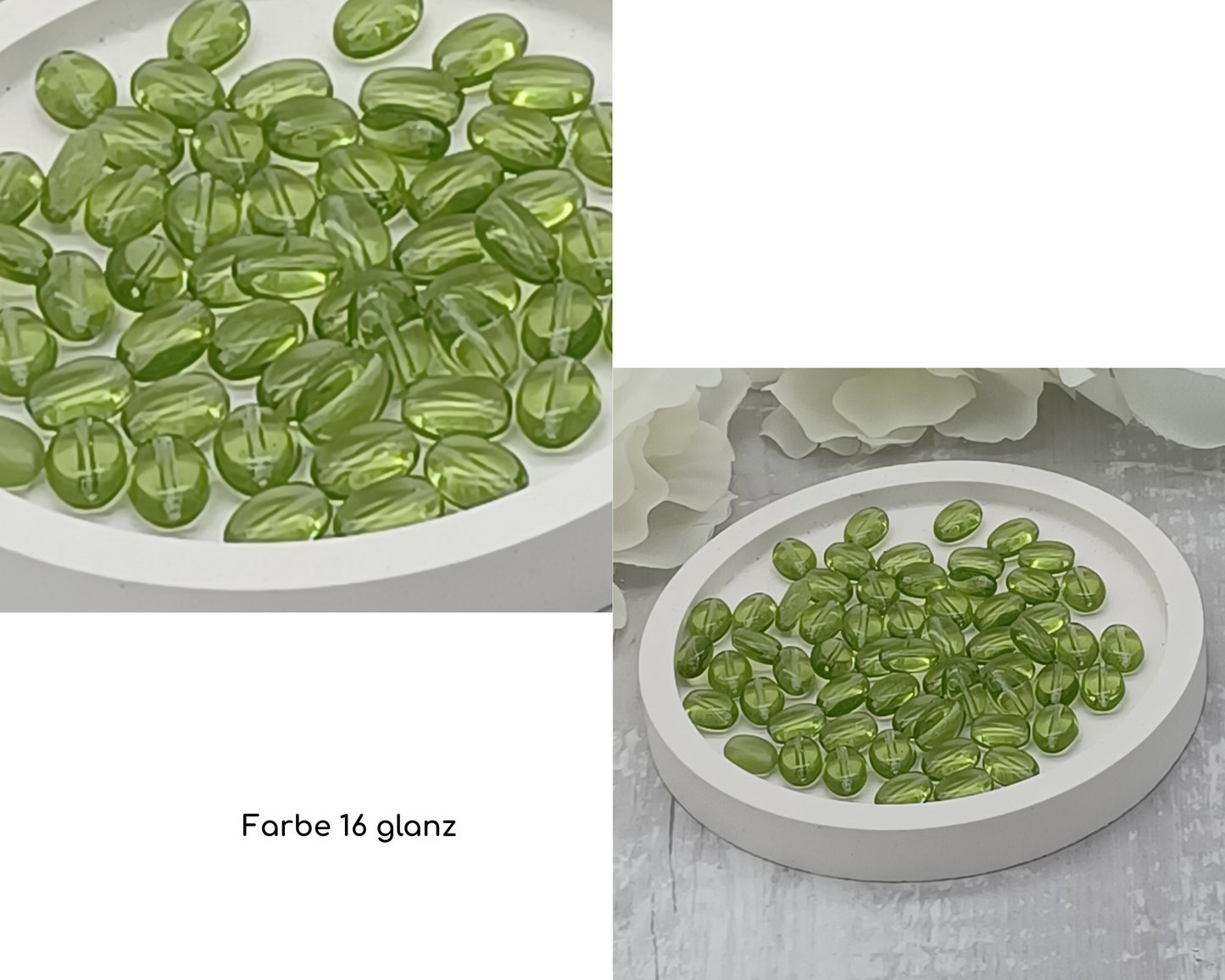 Plättchen, Oval / Bohne klein glanz, 15 Stück