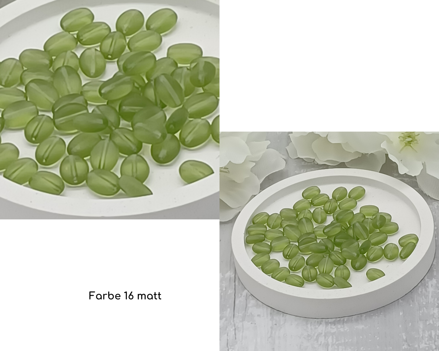 Plättchen, Oval / Bohne klein matt, 15 Stück