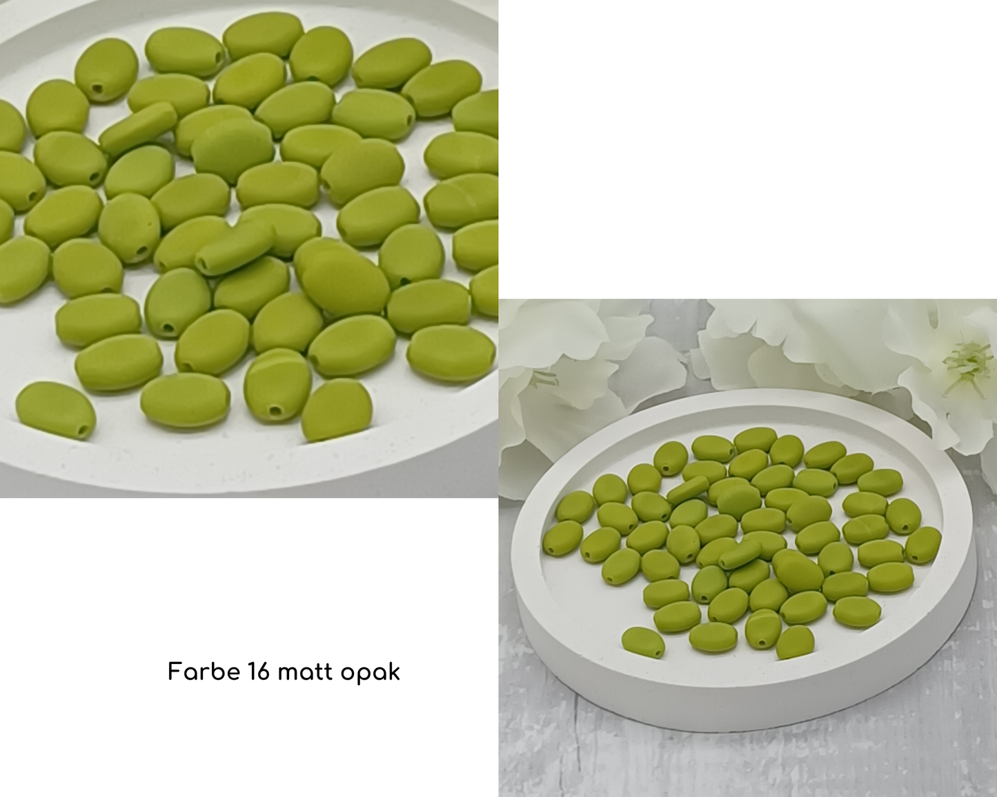 Plättchen, Oval / Bohne klein matt, 15 Stück