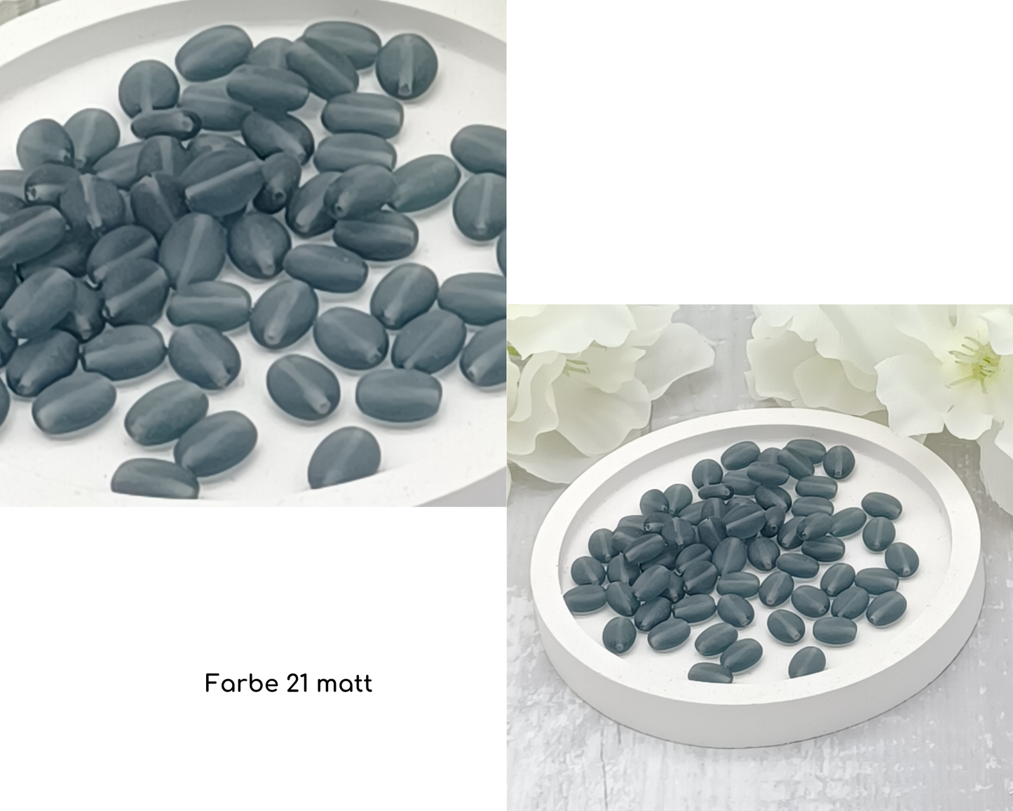 Plättchen, Oval / Bohne klein matt, 15 Stück