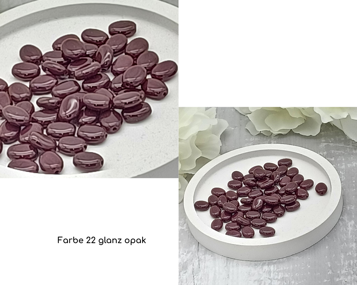 Plättchen, Oval / Bohne klein glanz, 15 Stück