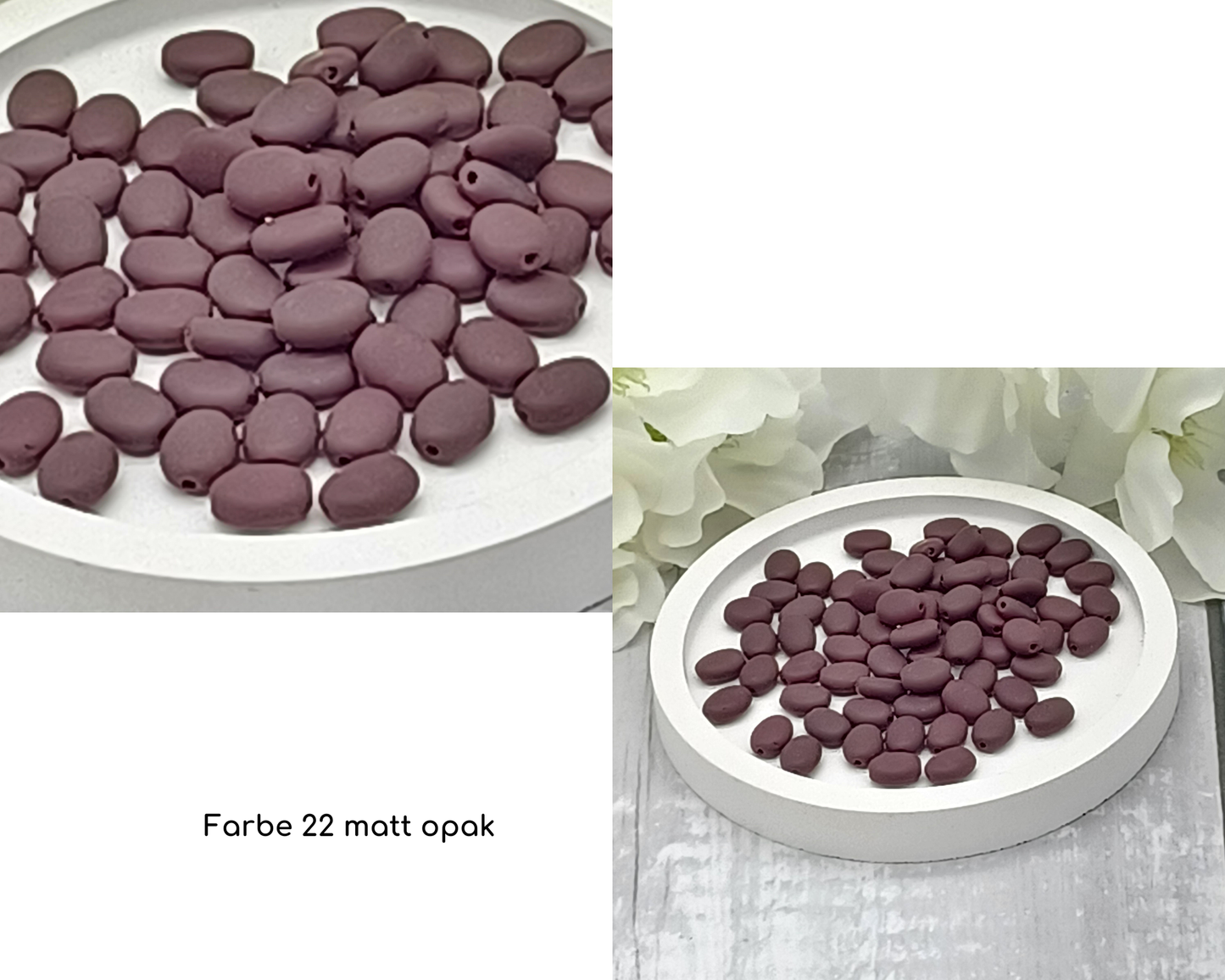 Plättchen, Oval / Bohne klein matt, 15 Stück