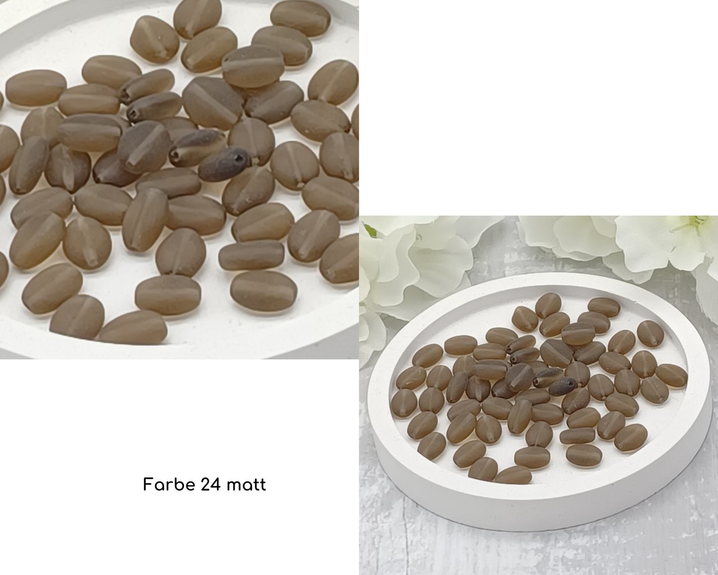 Plättchen, Oval / Bohne klein matt, 15 Stück