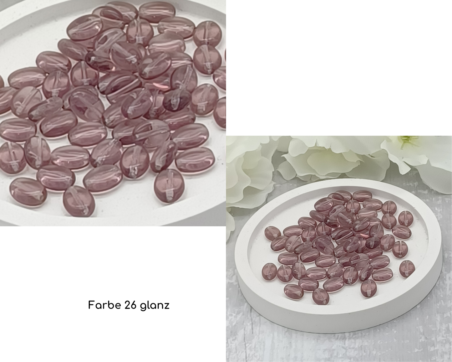 Plättchen, Oval / Bohne klein glanz, 15 Stück