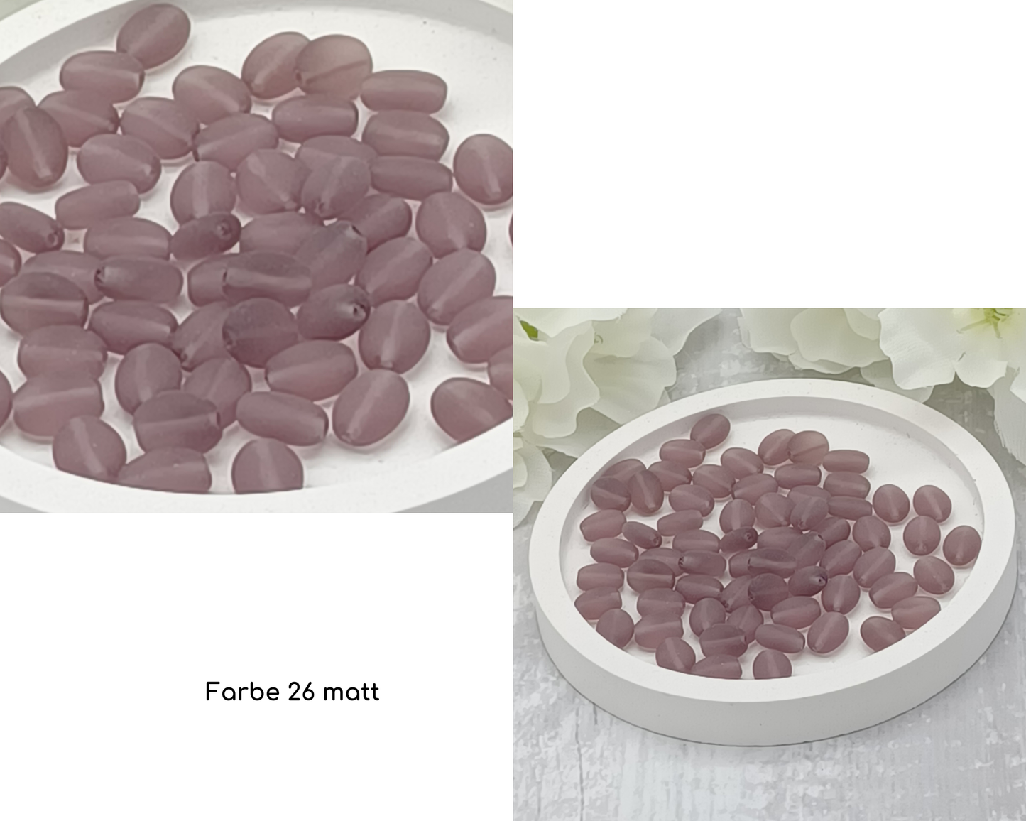 Plättchen, Oval / Bohne klein matt, 15 Stück