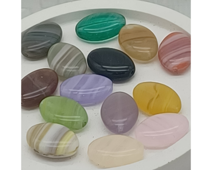 Plättchen, flach Oval, glanz-matt mamoriert, 6 Stück