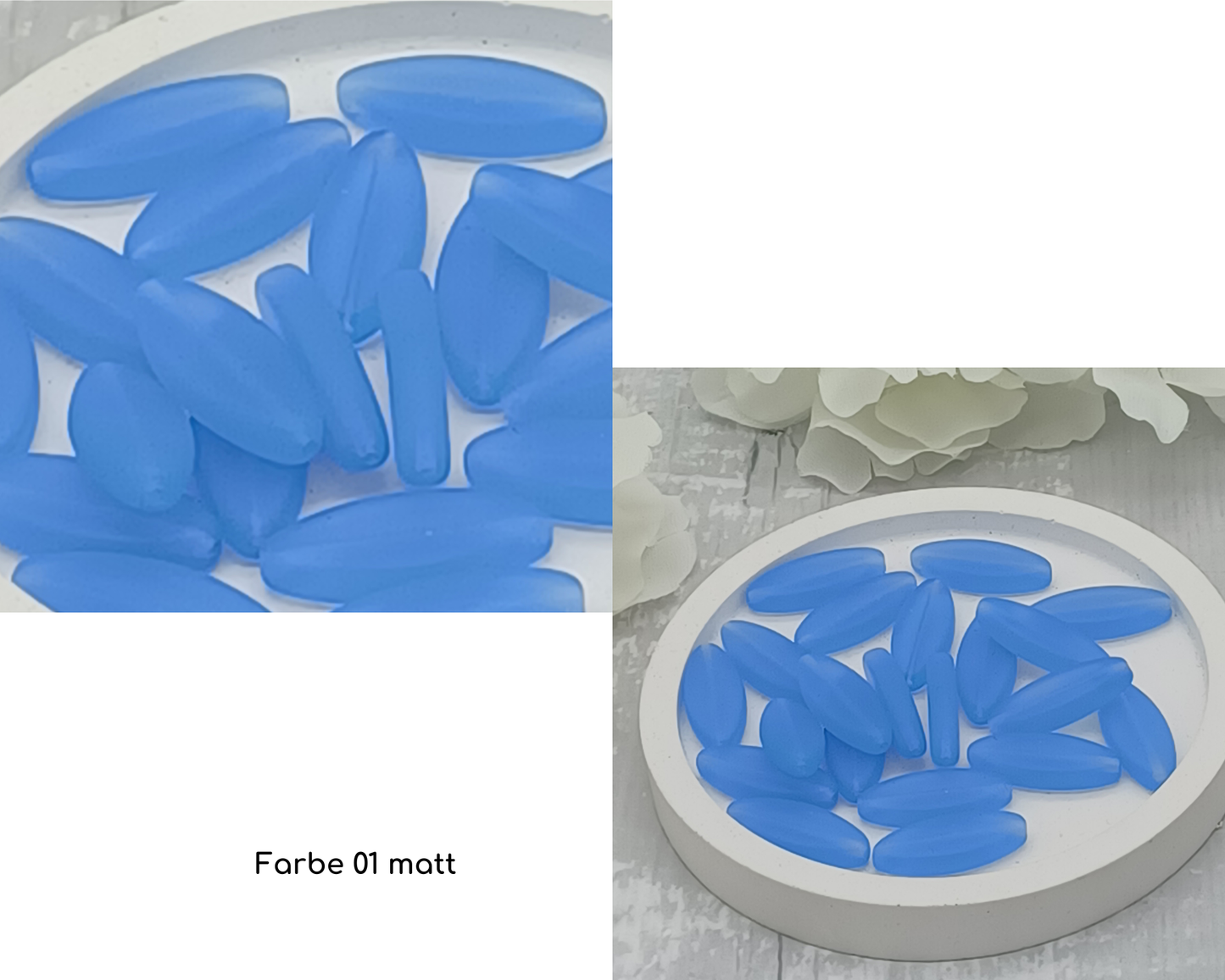 Plättchen flach lang oval, 6 Stück