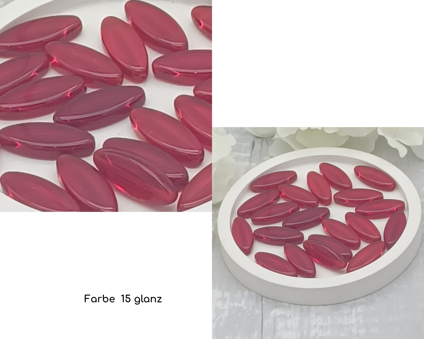 Plättchen flach lang oval, 6 Stück