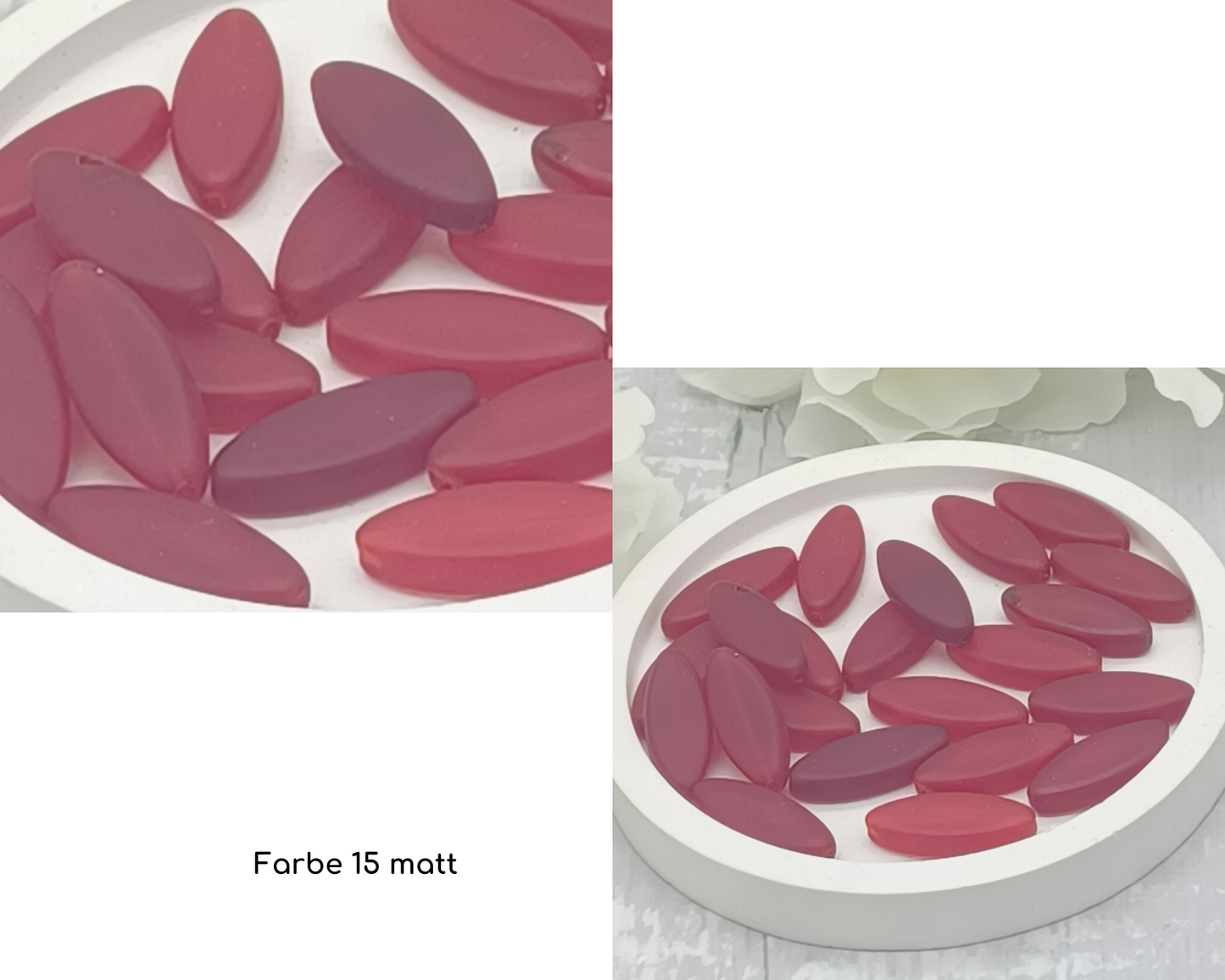 Plättchen flach lang oval, 6 Stück