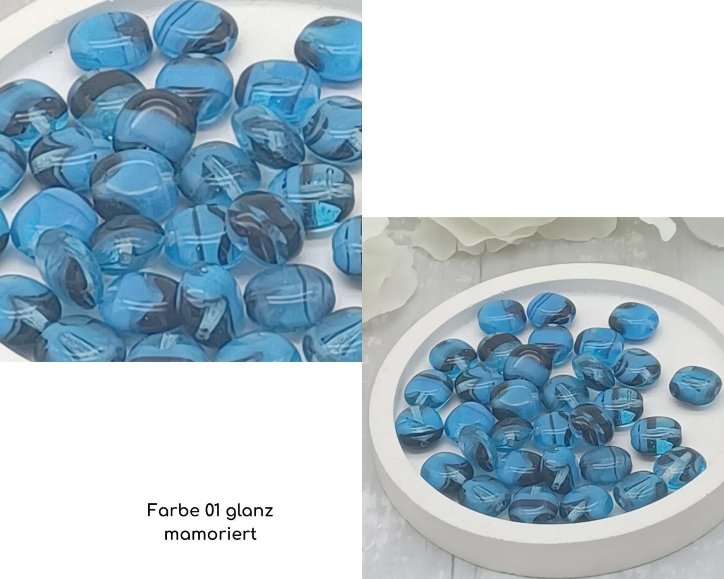 Plättchen klein, flach oval glanz, 10 Stück