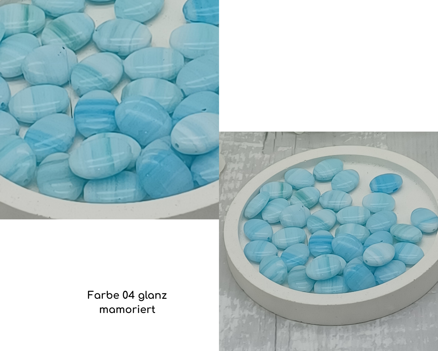 Plättchen klein, flach oval glanz, 10 Stück