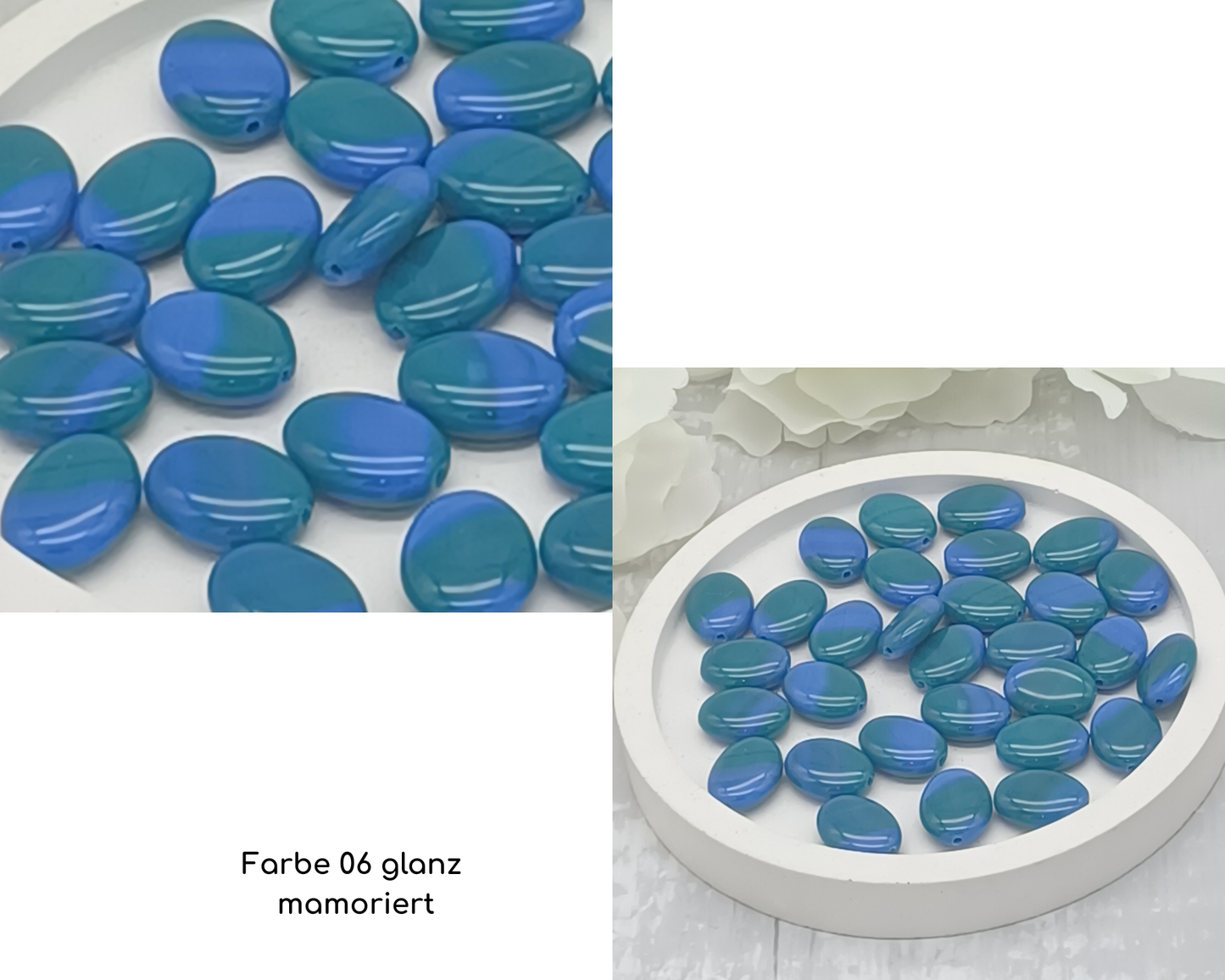 Plättchen klein, flach oval glanz, 10 Stück