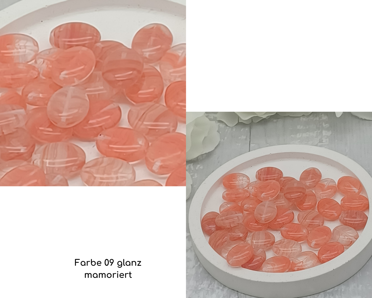 Plättchen klein, flach oval glanz, 10 Stück