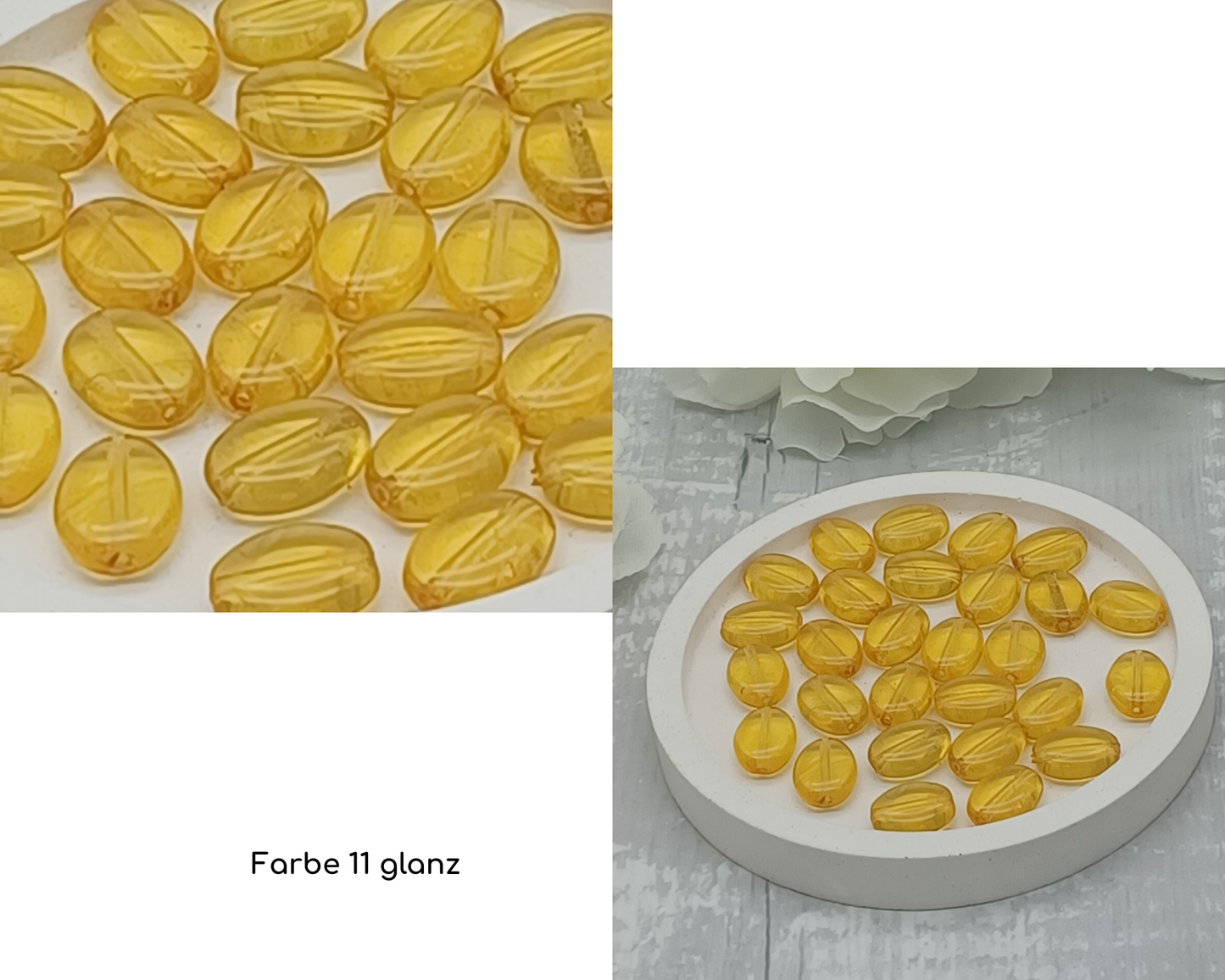 Plättchen klein, flach oval glanz, 10 Stück