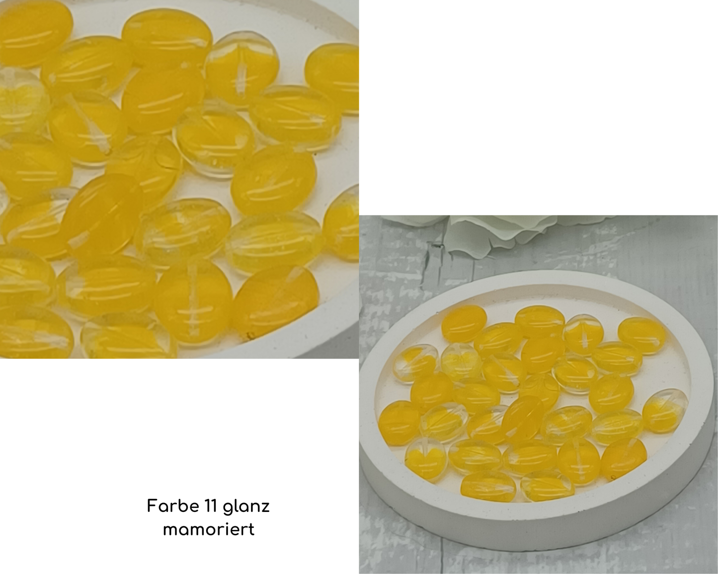 Plättchen klein, flach oval glanz, 10 Stück