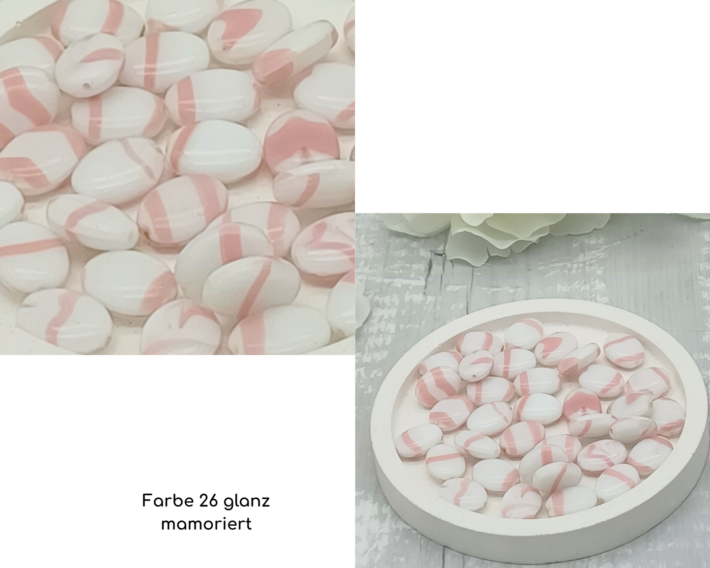 Plättchen klein, flach oval glanz, 10 Stück