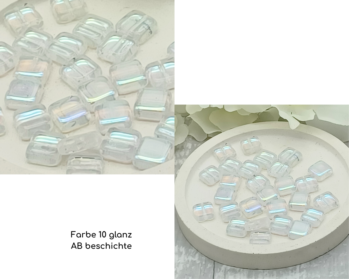 Plättchen klein, flach Rechteck glanz /Ab Beschichtung, 10 Stück