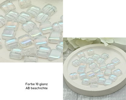 Plättchen klein, flach Rechteck glanz /Ab Beschichtung, 10 Stück