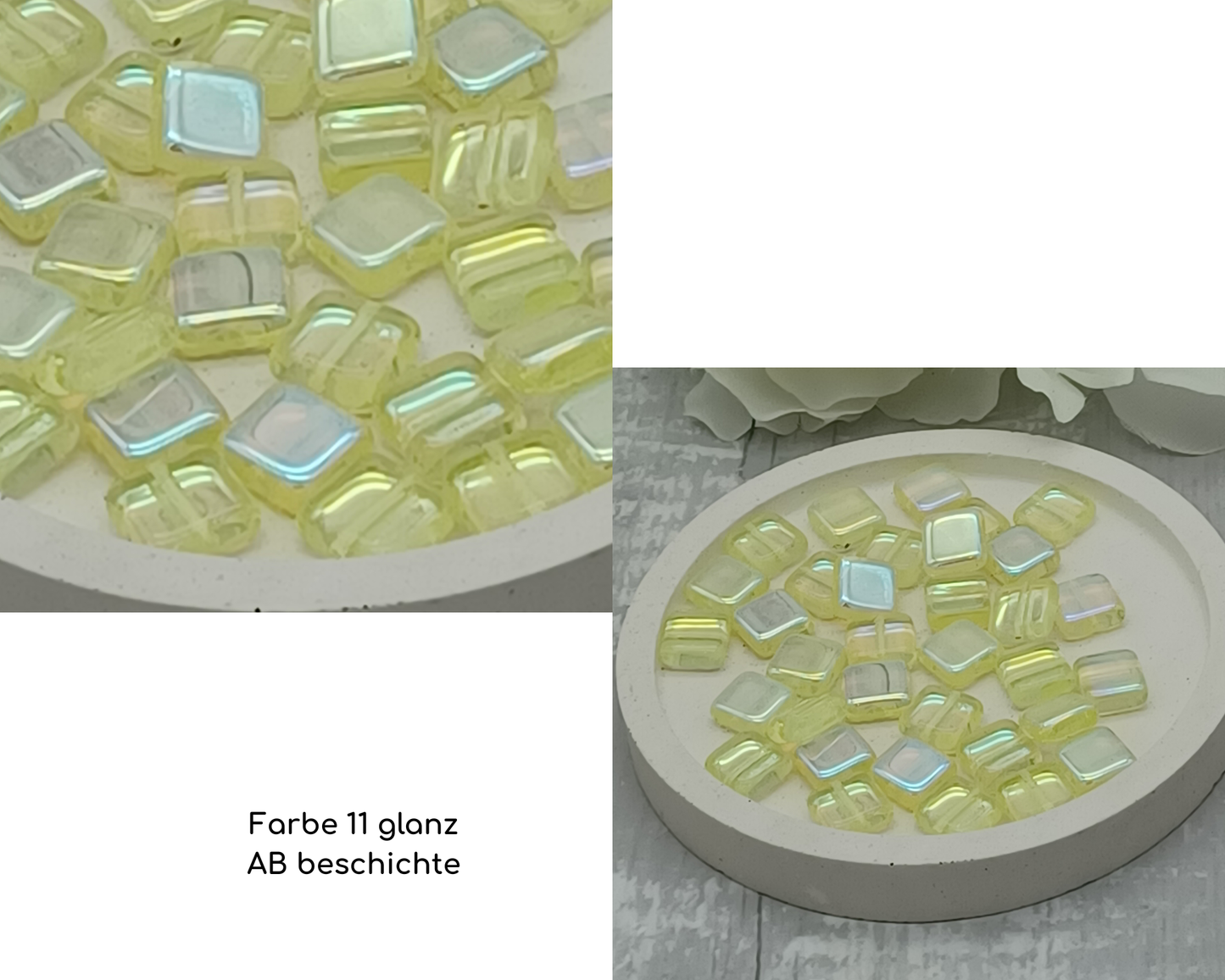 Plättchen klein, flach Rechteck glanz /Ab Beschichtung, 10 Stück