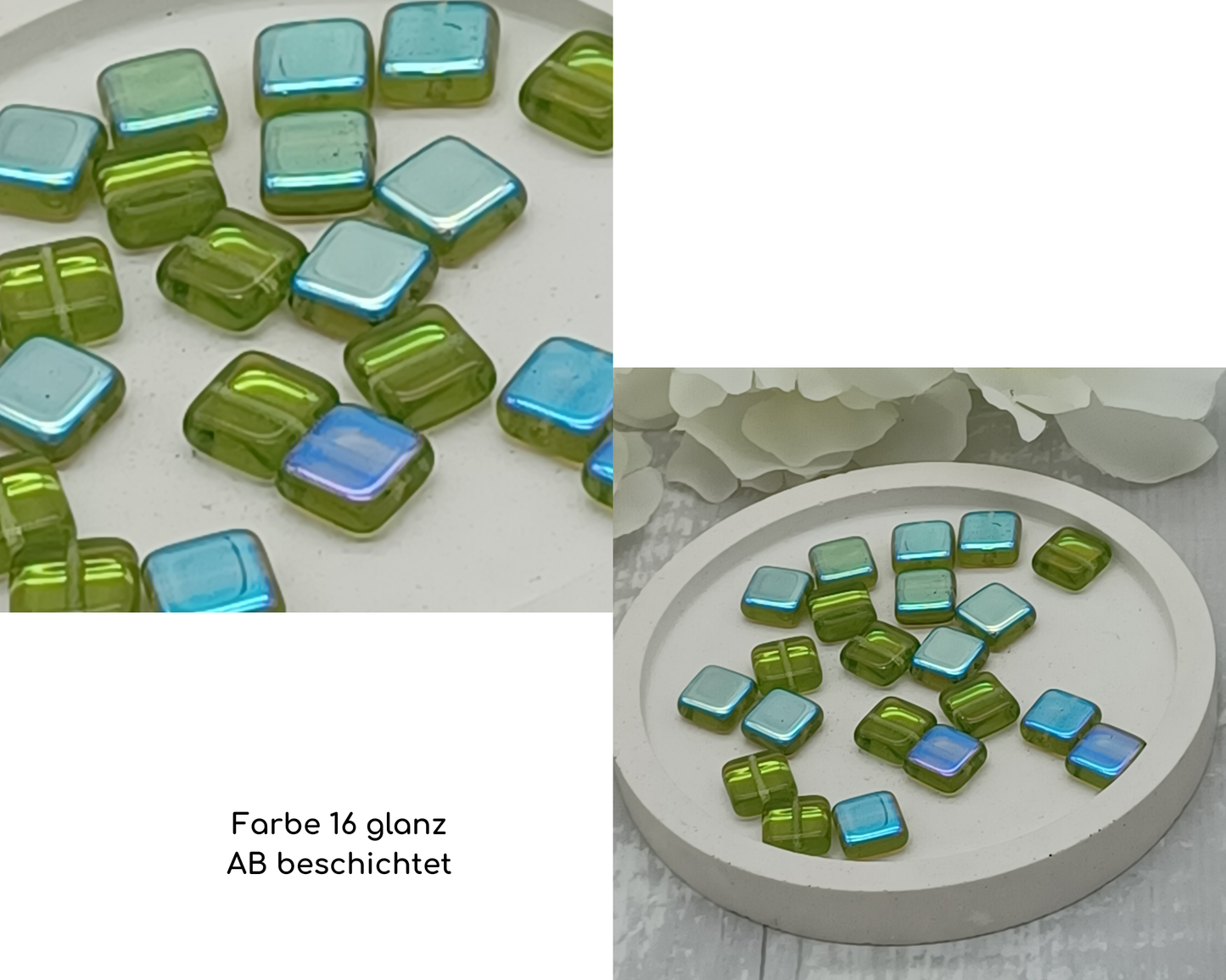 Plättchen klein, flach Rechteck glanz /Ab Beschichtung, 10 Stück