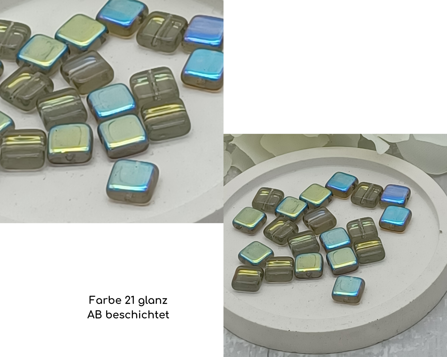 Plättchen klein, flach Rechteck glanz /Ab Beschichtung, 10 Stück