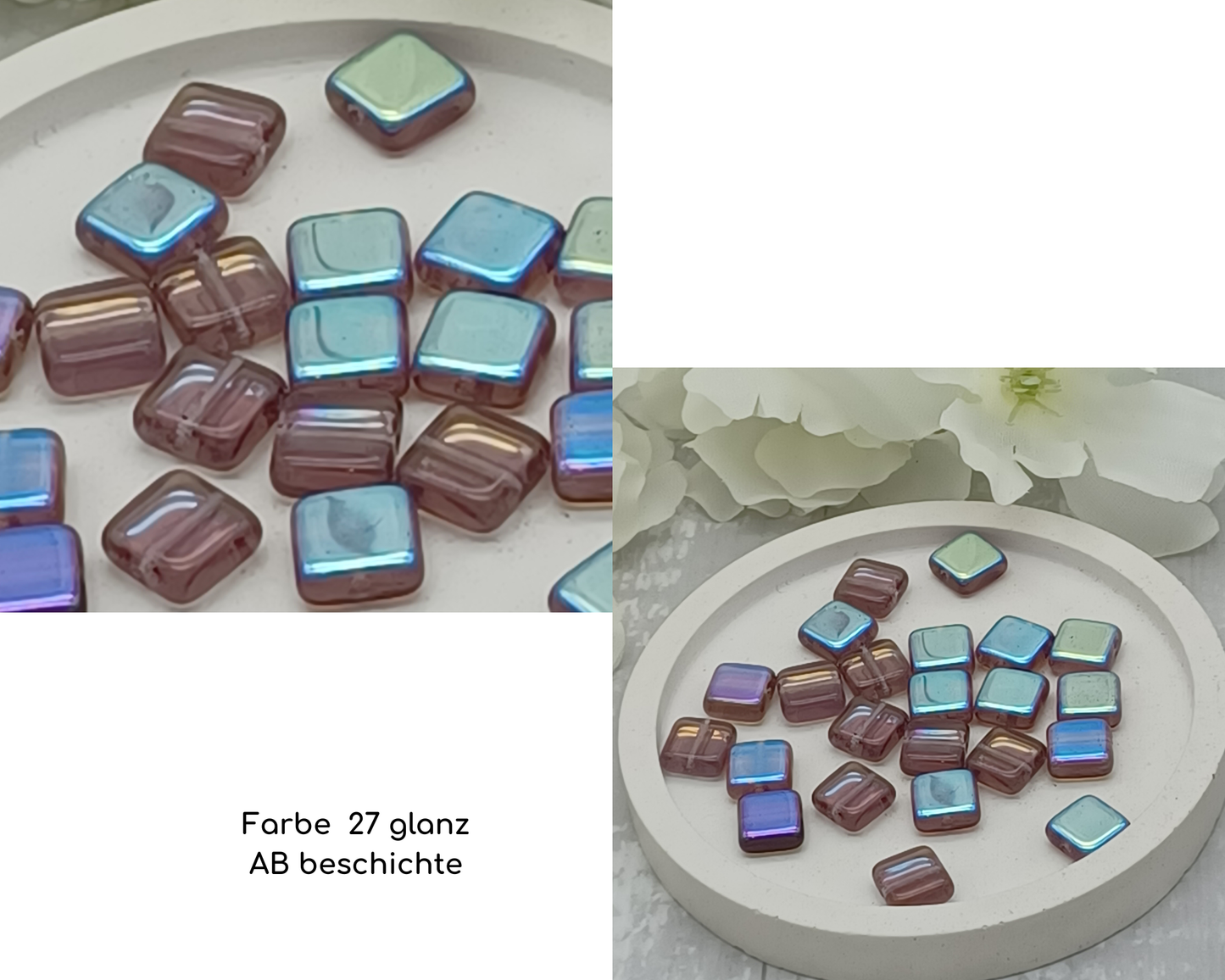 Plättchen klein, flach Rechteck glanz /Ab Beschichtung, 10 Stück