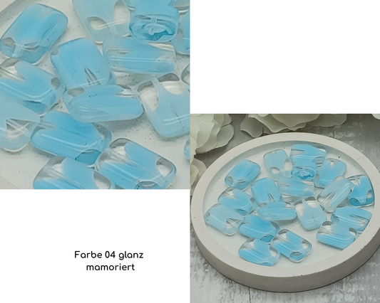 Plättchen Rechteck lang flach, AB beschichtet, marmoriert 5 Stück