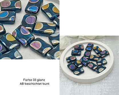 Plättchen Rechteck lang flach, AB beschichtet, marmoriert 5 Stück