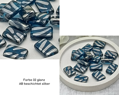 Plättchen Rechteck lang flach, AB beschichtet, marmoriert 5 Stück