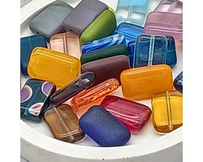 Plättchen Rechteck lang flach, AB beschichtet, marmoriert 5 Stück