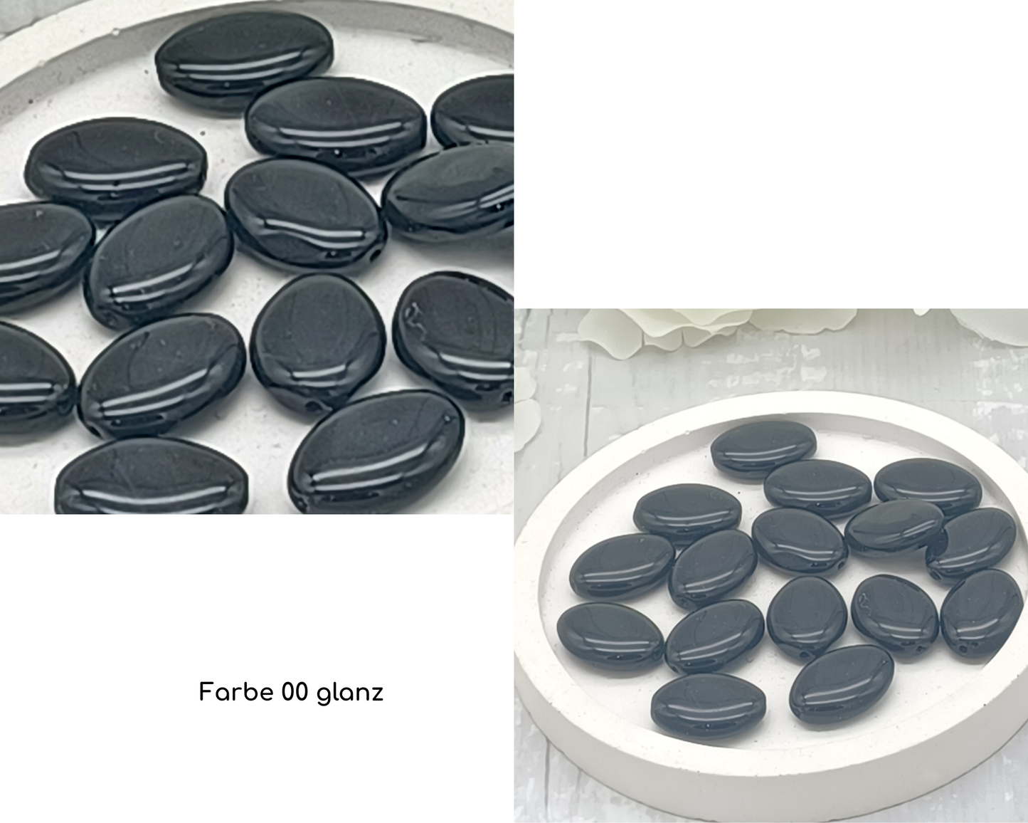 Plättchen, flach Oval, glanz-matt mamoriert, 6 Stück