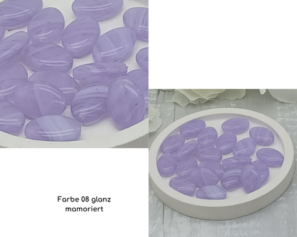 Plättchen, flach Oval, glanz-matt mamoriert, 6 Stück