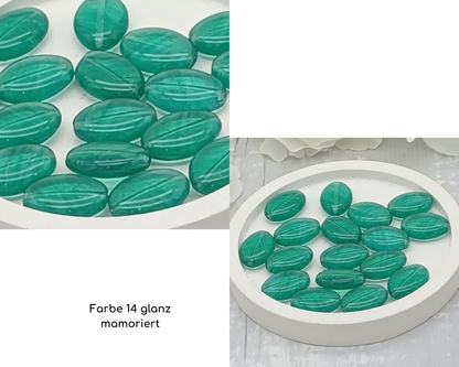 Plättchen, flach Oval, glanz-matt mamoriert, 6 Stück