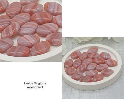 Plättchen, flach Oval, glanz-matt mamoriert, 6 Stück