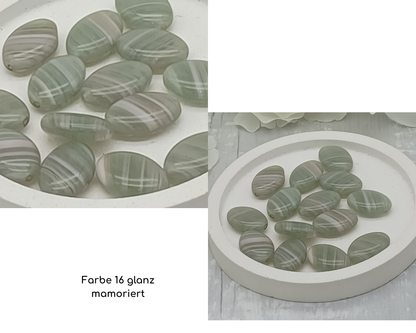 Plättchen, flach Oval, glanz-matt mamoriert, 6 Stück