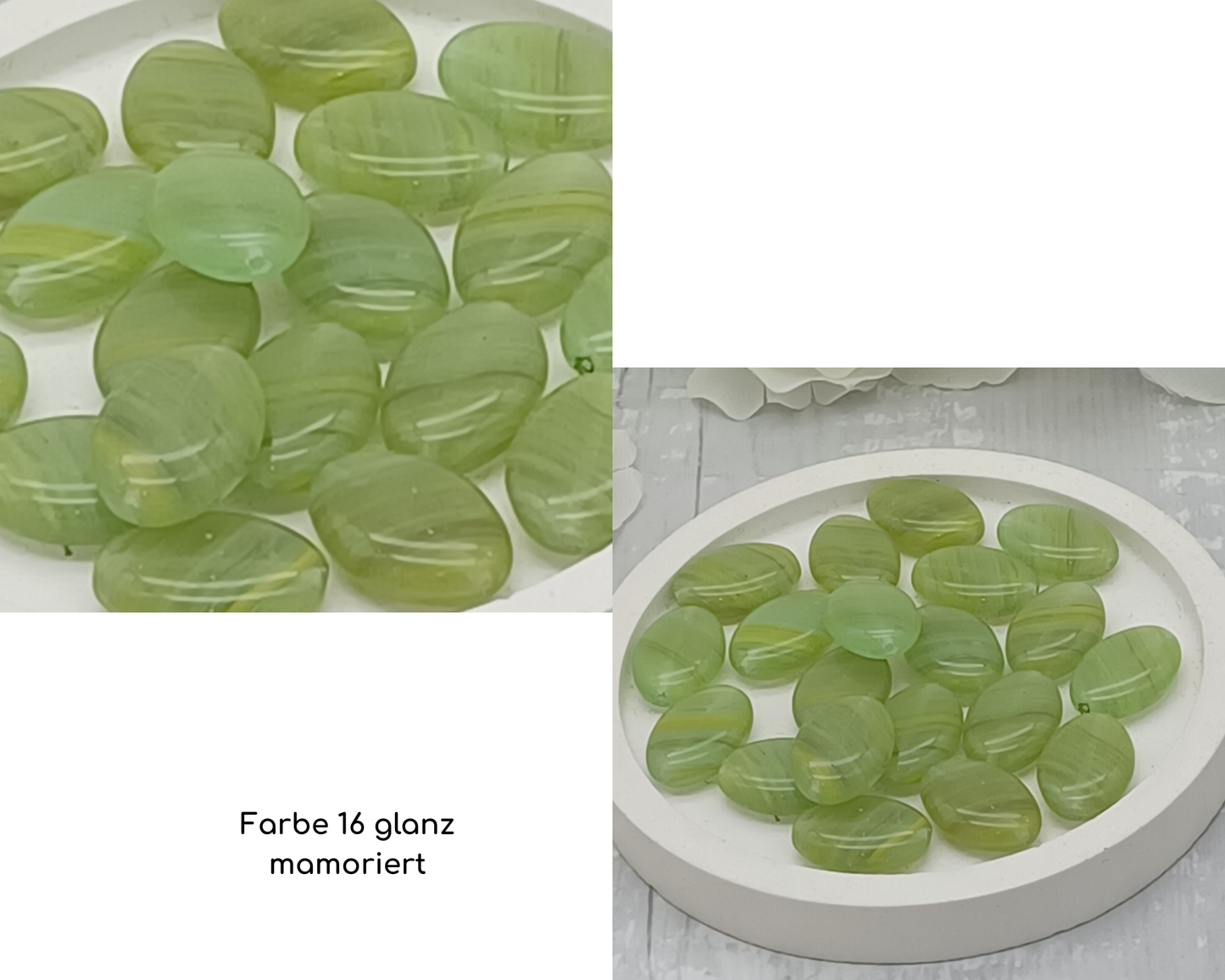 Plättchen, flach Oval, glanz-matt mamoriert, 6 Stück