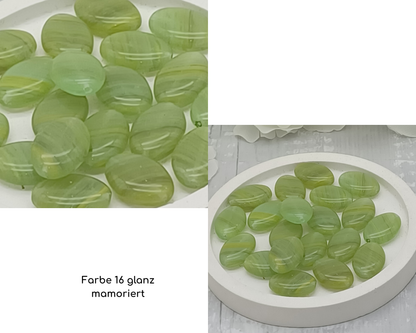 Plättchen, flach Oval, glanz-matt mamoriert, 6 Stück