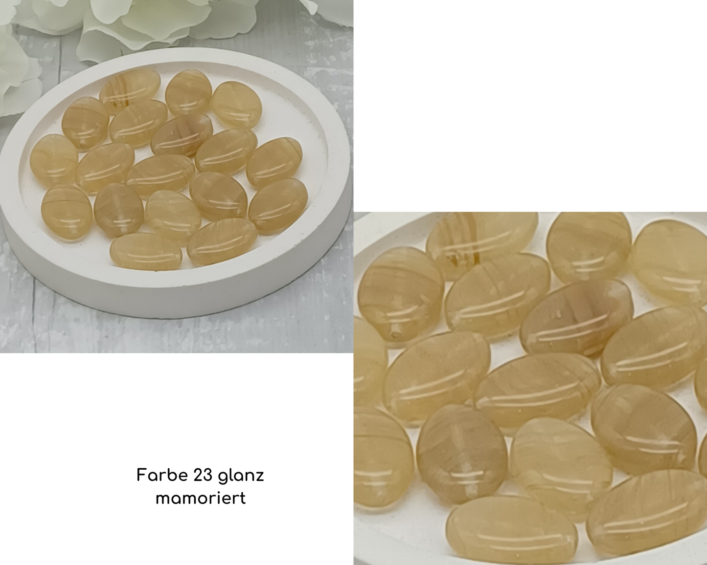 Plättchen, flach Oval, glanz-matt mamoriert, 6 Stück