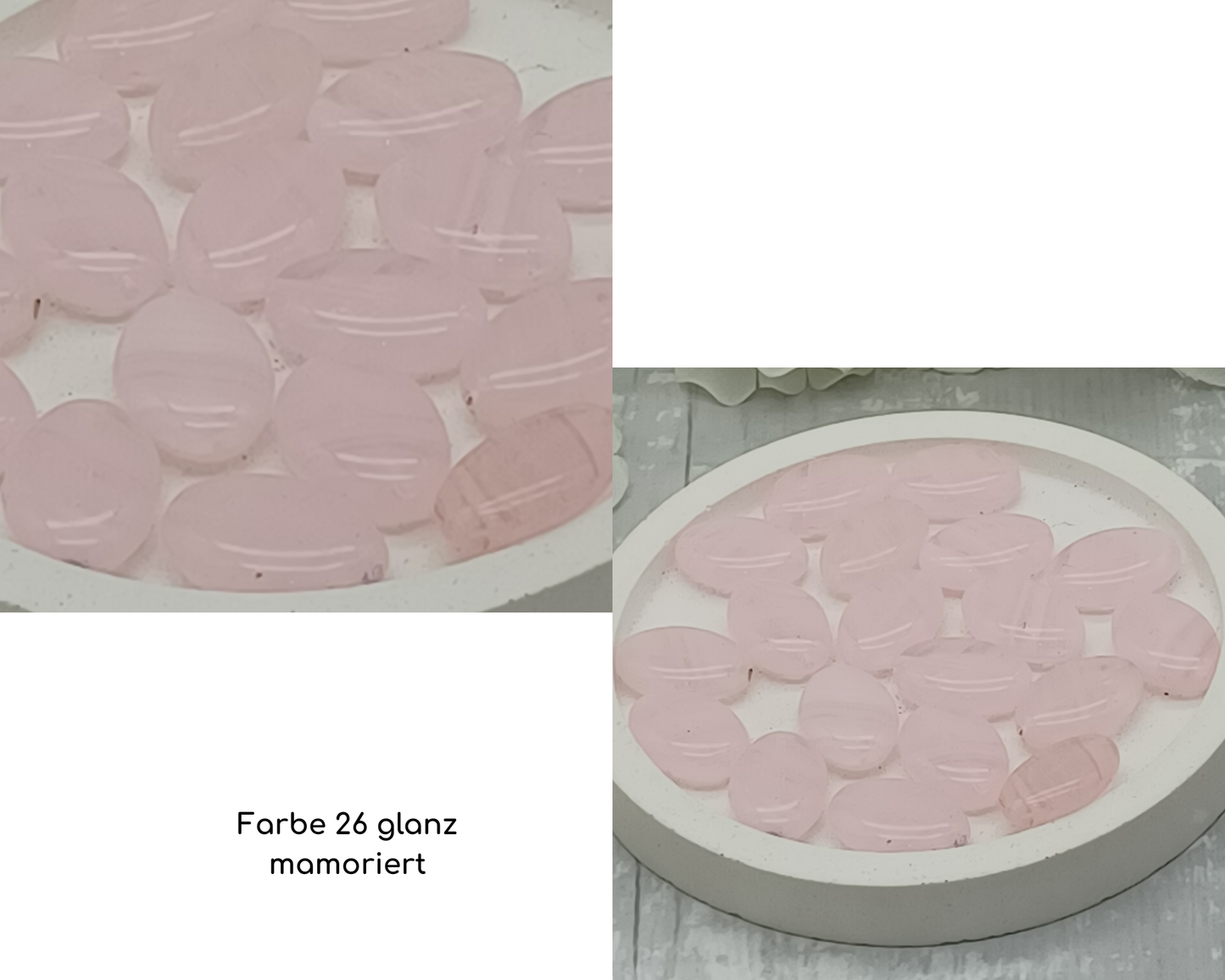 Plättchen, flach Oval, glanz-matt mamoriert, 6 Stück