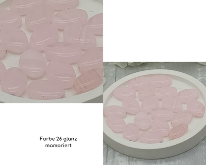 Plättchen, flach Oval, glanz-matt mamoriert, 6 Stück