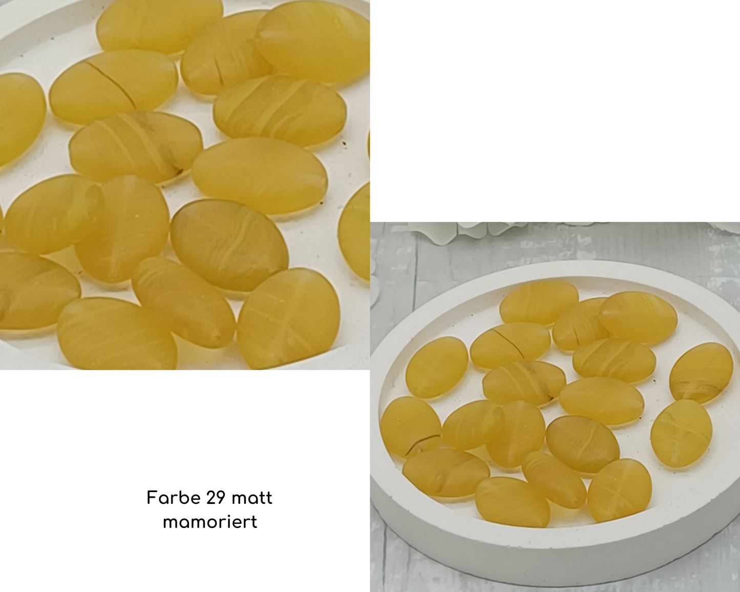 Plättchen, flach Oval, glanz-matt mamoriert, 6 Stück