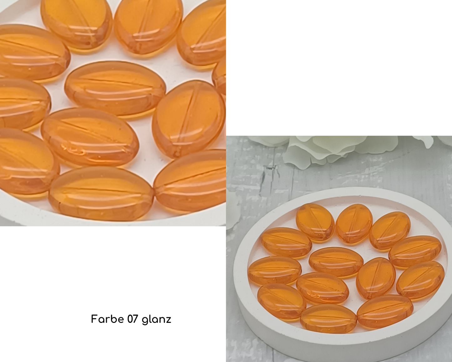 Plättchen, flach Oval, glanz, 10 Stück